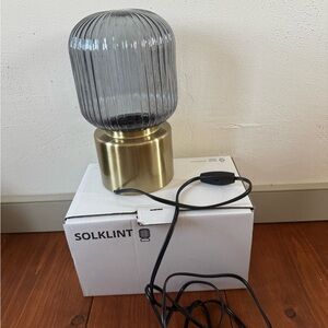 IKEA SOLKLINT Gray and Gold Table Lamp